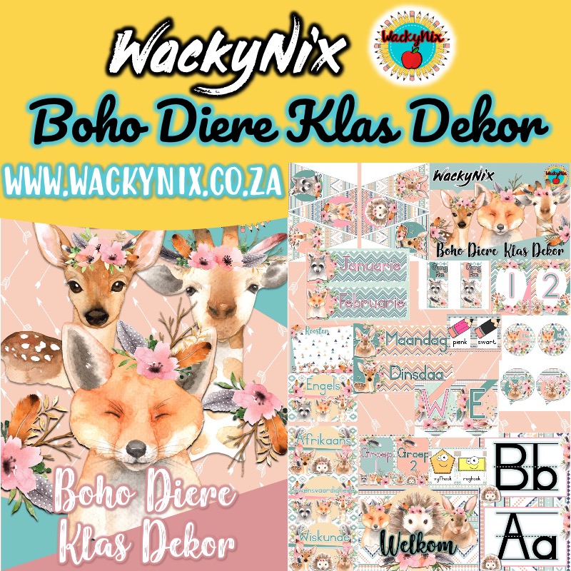 WackyNix_educational resources_class_decor_boho diere