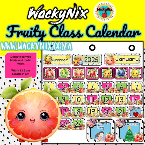 WackyNix_educational resources_class_decor_calendar_pocketcalendar_pocket_chart_fruity